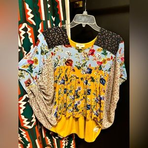 Umgee floral patchwork top